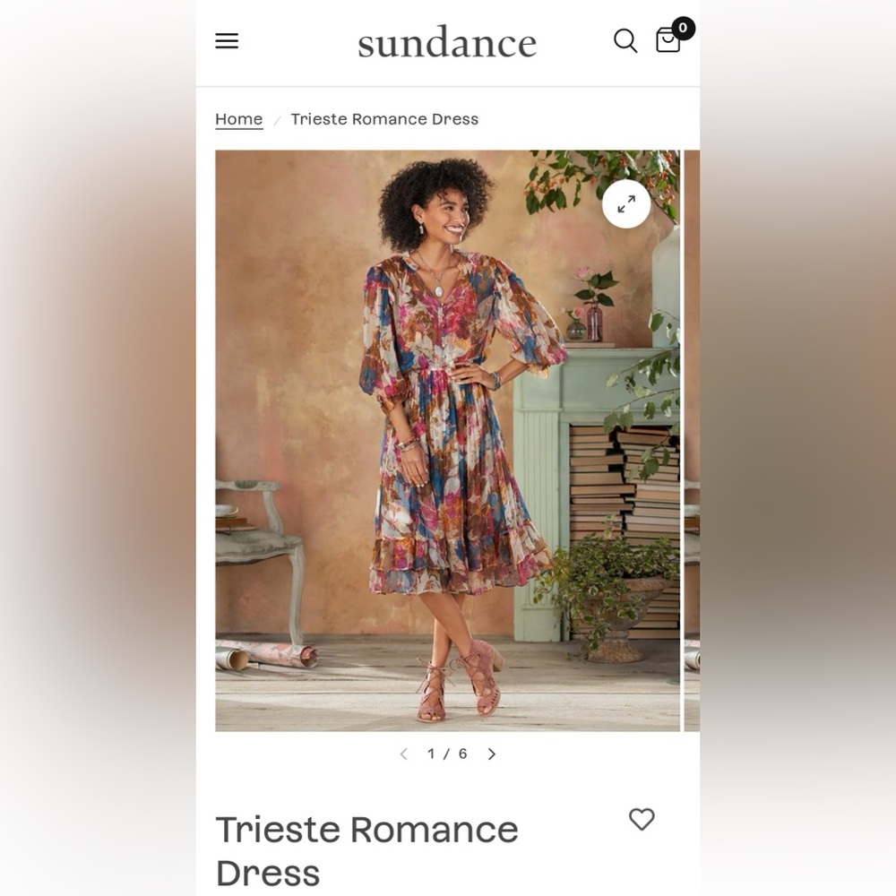 Sundance Floral Dress. Size Petite Large.